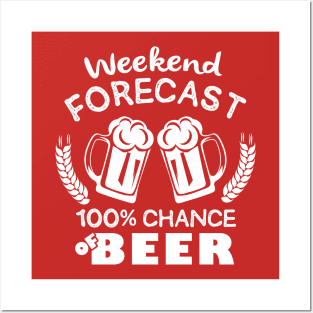 Weekend Forecast 100% Chance of  Beer Posters and Art